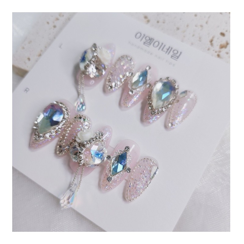 [Premium Nails] Handmade Dangle Stone Handmade Nail Tips - Skeletor