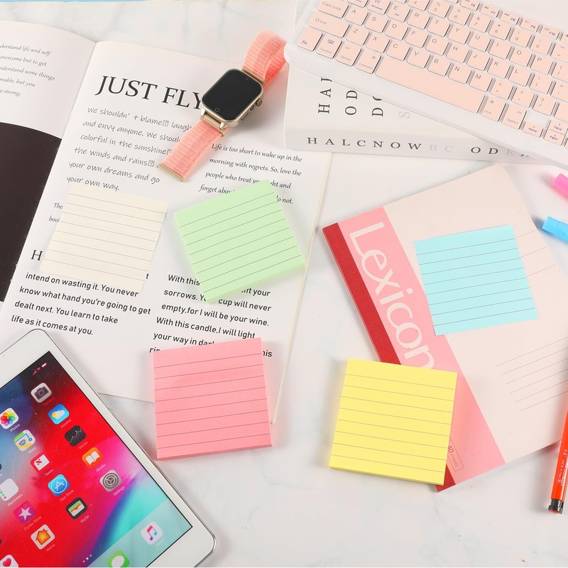 5 Pads Lined Sticky Notes 3 x 3 Inch (75