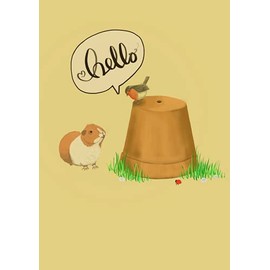 TheGoodGuinea Guinea Pig Hello Greeting Notecard (Pack of 5)