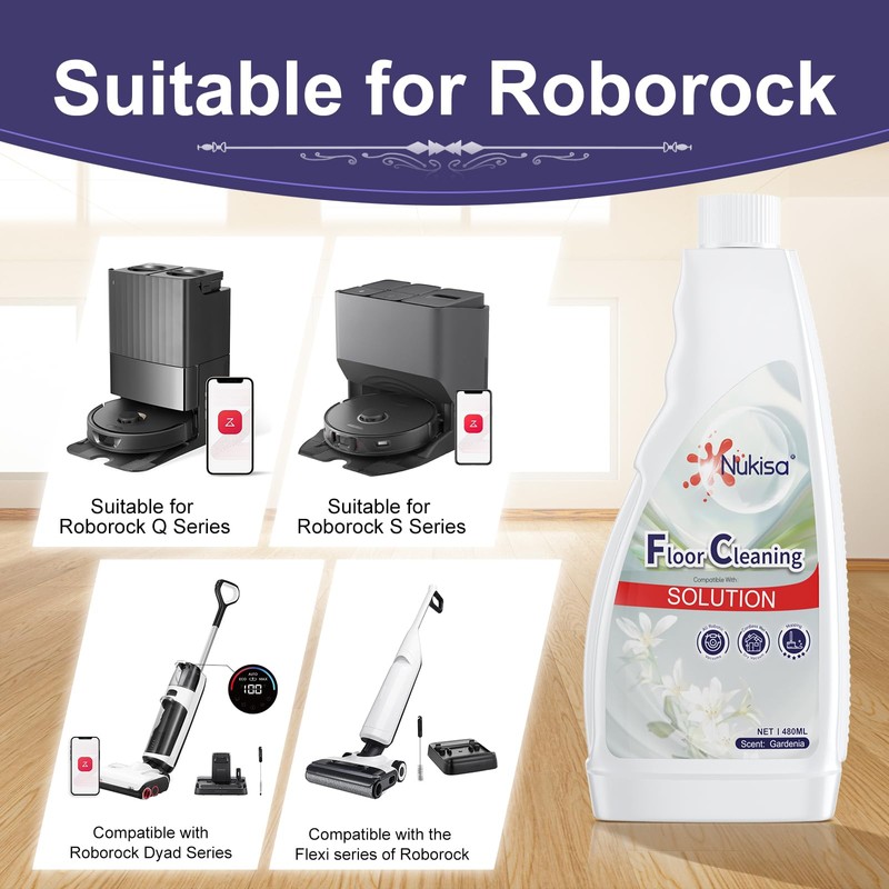 Nukisa Gardenia Scent Floor Cleaning Solution Compatible With Roborock Robot