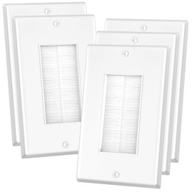 LEENUE Brush Wall Plate, 5 Pack Single Gang Wall Plate Cable Pass Through for Low Voltage Wires, Cord Hider for Wall Mount TV, White