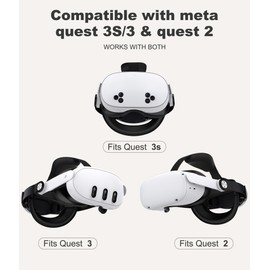 Head Strap for Meta Quest 3S/Quest 3/Quest 2, Adjustable Elite Strap Accessory Replacement for Enhanced Comfort Support for VR Headsets with Top & Back of Head Soft Cushions