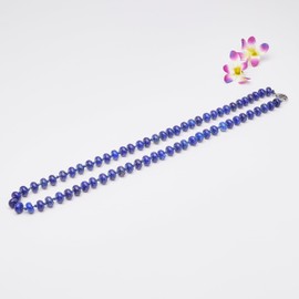 Treasure Bay Women's Handmade Necklace 8mm Rondelle Shape Gemstone Beaded Necklace (Blue Lapis Lazuli)