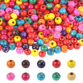 lahnao Pack of 1000 Wooden Beads, Colourful, Natural Wooden Beads for Threading, Round Colourful Wooden Beads for DIY Bracelets, Jewellery, Necklaces, Crafts and Decoration (8 mm)