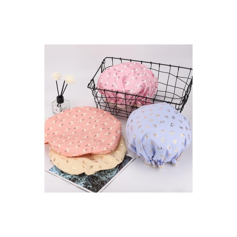 Tbestmax Gorros Ducha Mujer Niña Reutilizables Impermeables Doble Capa Estampado
