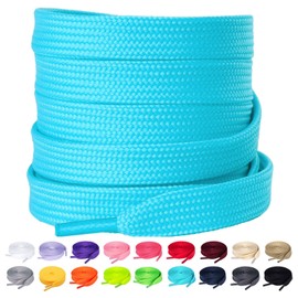 Olukssck 1 Pair Flat Shoe Laces for Sneakers, 2/5" Wide Athletic Shoelaces Turquoise 54 inch(137cm)
