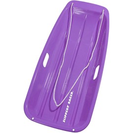 Slippery Racer Downhill Sprinter Flexible Kids Toddler Plastic Cold-Resistant Toboggan Snow Sled with Pull Rope and Handles -35 Inch (Purple, 2)