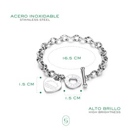 CLEPSIDRA® Pulseras mujer de acero inoxidable. Brazalete de corazón de uso diario. Regalos para mujer, mamá, novia o amiga. Joyeria para toda ocasion. Accesorios para mujer a la moda. Jewelry Gift