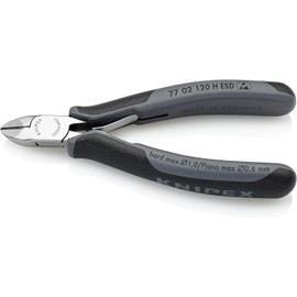 Knipex 77 02 120 H Electronics Diagonal Cutter ESD with Inserted Carbide Metal Cutting Edges with Multi-Component Grips 120 mm, Colour