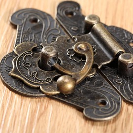 Mgoodoo Pack of 1 Hasp Vintage Antique Decorative Hasp, Retro Hasp Latch, Decorative Wooden Jewellery, Vintage Hinge for Wooden Boxes, Gift Boxes, Jewellery Boxes