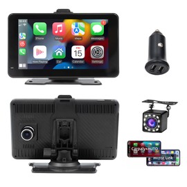 FINYQBET Autoestéreo para Carro con Pantalla Táctil de 7 Pulgadas, Compatible con Apple CarPlay y Android Auto, Bluetooth 5.0, Radio Am/FM, Soporte para Cámara de Respaldo y Grabación de Video