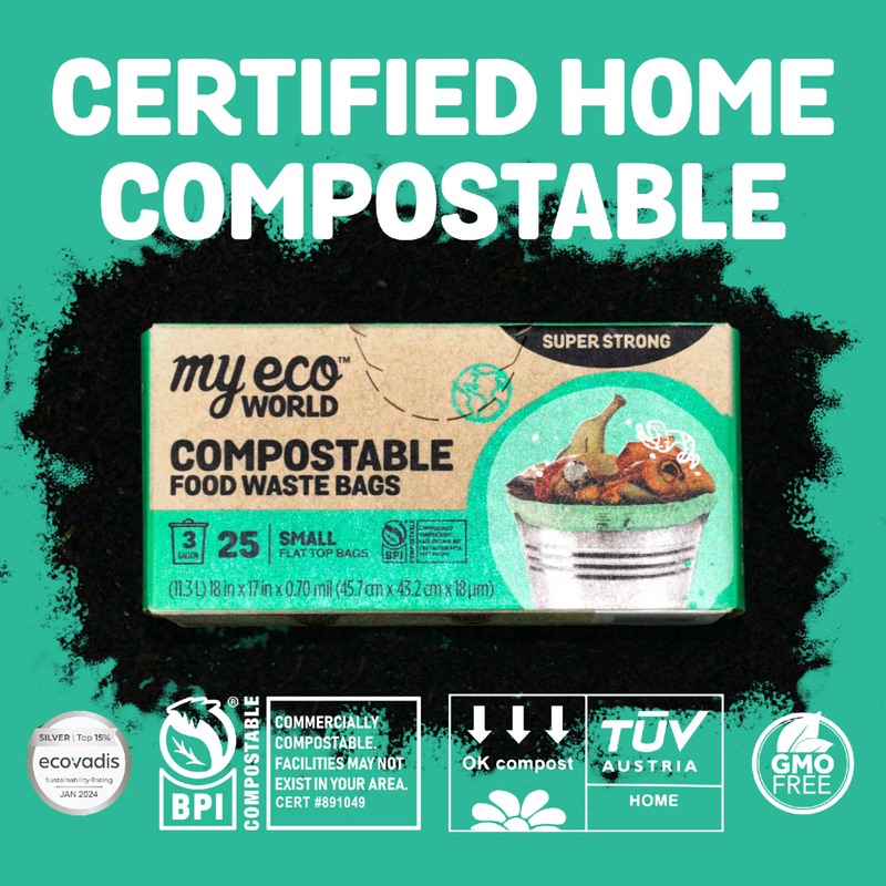 MyEcoWorld® Compostable Kitchen Waste Bags - 25 Count - 100%