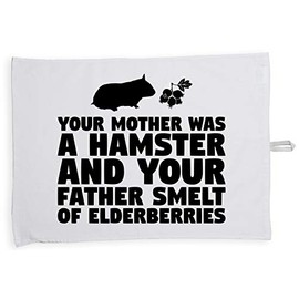 Hippowarehouse Your mother was a hamster, and your father smelt of elderberries Tea Towel Eco Printed Dish Cloth Kitchen accessory 50cmx70cm 100% Cotton