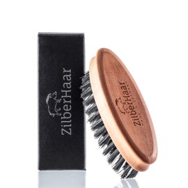 ZilberHaar Pocket Beard Brush - Small Soft Boar Bristle Beard Brush for Men - Travel Size Mens Beard Brush - Straightens & Promotes Beard Growth, Works with Beard Oil & Styling Balm to Soften Beard