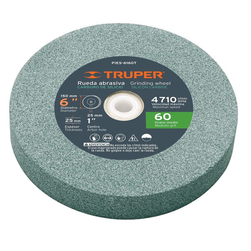 TRUPER PIES-6160T 6" Silicon Carbide Bench Grinding Wheels. Grit=60, Thickness=1",