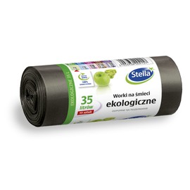 Stella 004157 Bin Liners Eko 35 L | Pack of 15 | Rubbish Bags for Household Waste Office Made of Thick LDPE Regranulate Film Colour: Black