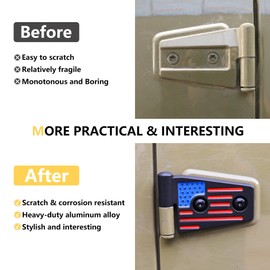 RERPRO JK Aluminum Door Hinge Kit Compatible with 2017-2018 Jeep Wrangler JK JKU Unlimited Rubicon Sahara Sports Accessories Original Factory Hinges Sleeve Replacement 8Pcs Color Red