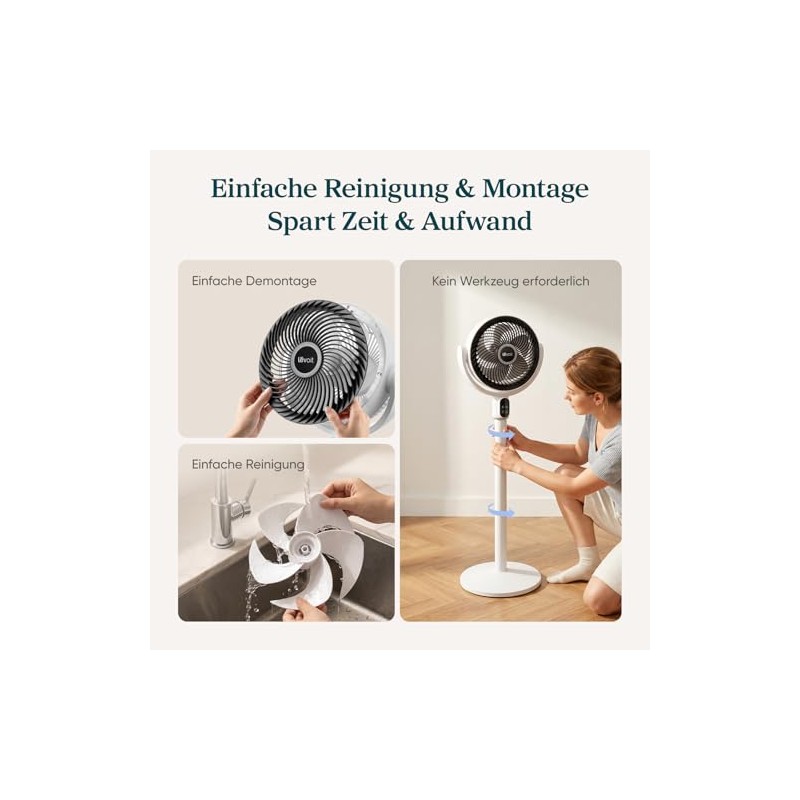 Levoit Floor Fan with DC Motor, 20 dB Quiet Fan,