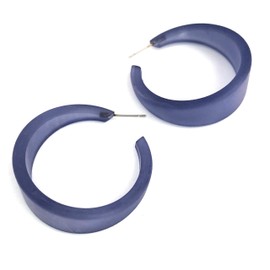 Denim Blue Large Frosted Acrylic Lucite Emily Hoop Earrings - EM-BL-4