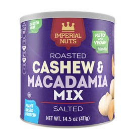 Imperial Nuts Nueces de macadamia tostadas en aceite | Alimento sin gluten, vegano y cetogénico | Proteína de origen vegetal, delicioso sabor a mantequilla | Kosher (Anacardos, macadamia)