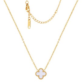 GEWK Cat Lucky Clover Pendant Necklace for Women Men Girls 18K Gold Plated Adjustable Necklace Trendy Jewelry Christmas Wedding Birthday Best Gifts WH