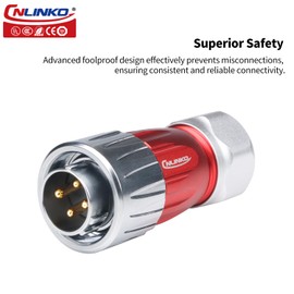 CNLINKO M20 Waterproof Connector，DH Series 20 2/3/4/5/7/9/12 Pin Bayonet Connecting Type Metal Shell Soldering Male Plug Female Socket IP68 Connectors (4-Pin)