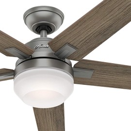 Hunter Fan 52 Inch Matte Silver Indoor Ceiling Fan with Lights and Remote Control for Kitchen, Bedroom, Living Room (Renewed)