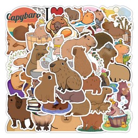 Funny Capybara Cute Animal Stickers Pack 50PCS, Asverbet Capybara Gifts for Kids Teens Vinyl Waterproof Kawaii Stickers for Water Bottles Laptop Scrapbook