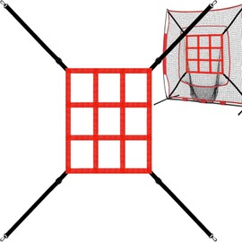 Coehaopike Baseball Strike Zone Target-Adjustable Throwing Pitching Hitting Batting Catching Practice Target,Baseball Practice Net, Attachment Strap for Hitting Batting Catching (Red 9)