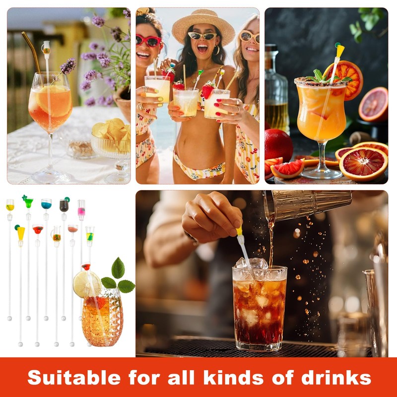 TAGMEIU 10 Pcs Cocktail Stirrers Drink Stirrers Swizzle Sticks