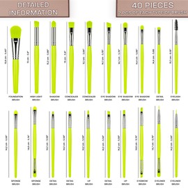 Makeup Brush Set, Professional 40 Pieces, High-Quality Synthetic Bristles, Concealer Brush, Eyeshadow Brush Set, Powder Brush, Make Up Brush (Yellow)