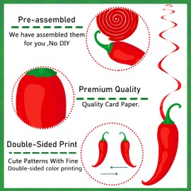 Chili Cook Off Party Hanging Swirls Chili Pepper Birthday Party Decoration 20pcs Red Chili Themed Swirl Ceiling Pepper Party Hanging Streamer for Cinco De Mayo Mexican Fiesta Supplies