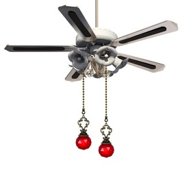 Set of 2 Vintage-Style Red Fan Pull Ceiling Fan Chain Pulls Crystal Prism Ball