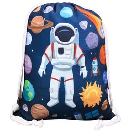 HECKBO kids astronaut space gym drawstring bag - 40x32cm - 12.6" x 15.8" - string bag - kindergarten daycare crèche school football - children kids girl boy backpack, sports bag, fabric bag