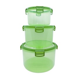 Juego de 3 Contenedores Tuppers Herméticos 600ml 1250ml 2250ml Ideales Para Microondas Alta Durabilidad Color Verde Aptos para microondas Herméticos Resistentes