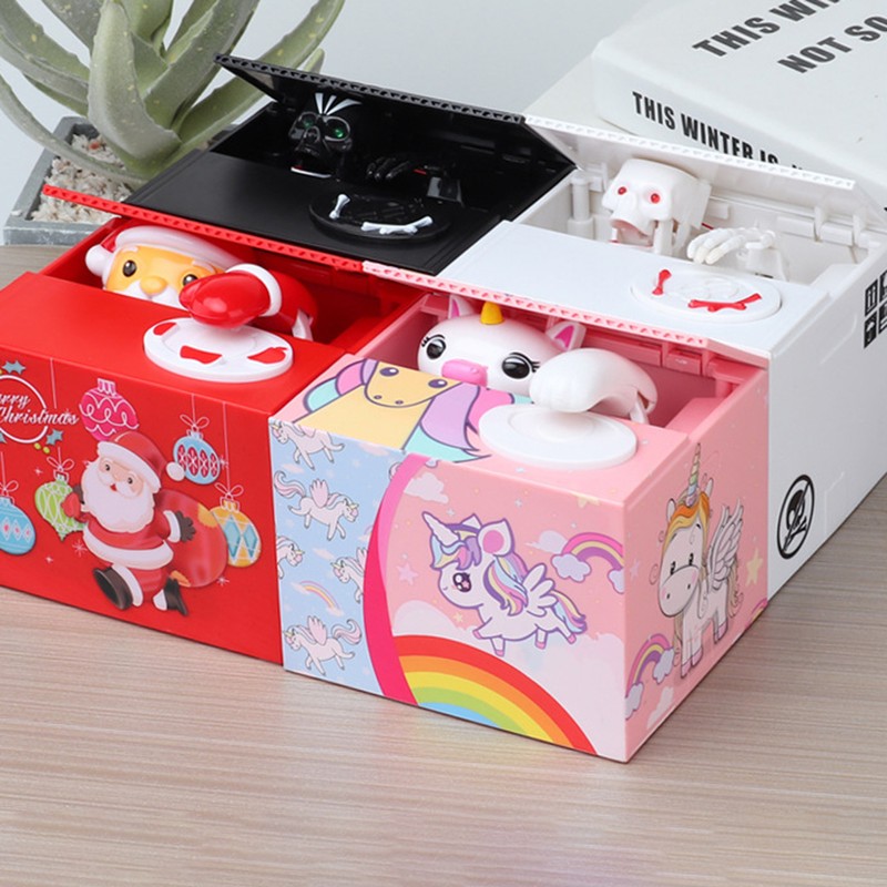 Christmas Stealing Coin Money Box Toy Santa Claus Piggy Bank