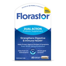 Florastor Probiotics for Digestive & Immune Health, 20 Capsules, Probiotics for Women & Men, 1 Probiotic Worldwide, Flush Out Bad Bacteria & Boost The Good with Our Strain Saccharomyces boulardii