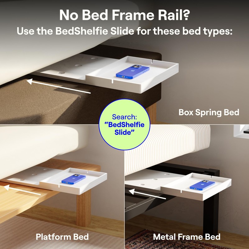 BedShelfie Bedside Shelf for Dorm Room Bunk Bed & Top