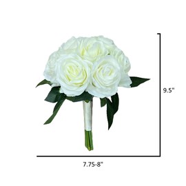 Angel Isabella, LLC 8" Artificial Hand-Crafted Classic Rose Bouquet with Greenery-Pick Rose Color (Ivory)