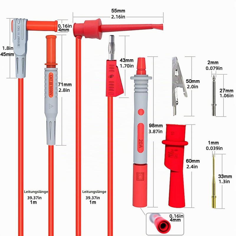 Greluma 8 Piece Multimeter Test Lead Kit, Digital Multimeter Leads