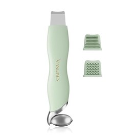 Blackhead Scraper Tool & Skin Scrubber Face Spatula for Blackhead Removal, Pore Cleaning, with Cooling Ice Roller & 2 Silicone Brush Heads (Sage Mist)