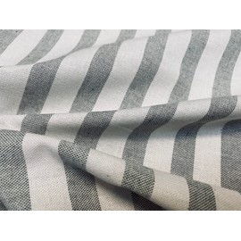 Linen Look White Stripes Culla Fabric Furnishing Curtain Upholstery Dressmaking Cotton Material 140cm Wide Canvas (Sold by The Metre) (Grey)