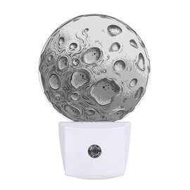 Uanvaha Big Silver Moon Nightlight Solar System Satellite Plug-in Night Lights with Dusk-to-Dawn Sensor for Bedroom, Bathroom and Living Room 0.5W Sleep Friendly for Women/Girls/Boys