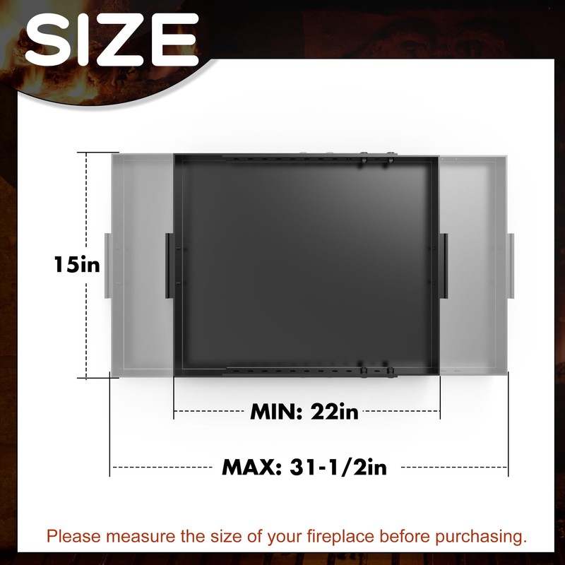 Memrita Fireplace Tray Large Size,Adjustable Ash Pan with Handles for
