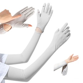 Yogwoo Arm Cover, Ice Silk, Non-Slip, Cooling Sensation to -3°C, UV Protection, UPF 50+, Sweat Absorbent, Quick Drying, Cool, Stretchy, Full Coverage to Your Fingertips, Breathable, Sports, One Size