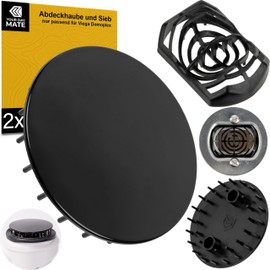 Shower Drain Lid Set with Hair Catcher, Diameter 75 mm, in Black, Compatible with Viega Domoplex 6928 and 6929, Suitable for 6930.0, 649 968, Replacement Drain Lid Tub, Hair Filter, Strainer Insert,