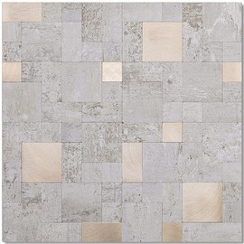 DICOFUN 10 Sheets Beige Stone Peel and Stick Tile Backsplash, Mixed Metal Silver Chips Kitchen and Bathroom Tiles, Stick on Backsplash for Stove