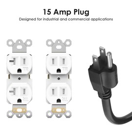 JUNNUJ 20 Amp Power Strip Heavy Duty 2 Pack, 4800J Surge Protector Metal Power Bar Multi Angle Mount, 20A Garage 8 Outlet Shop 6-20R T-Slot, 5-15P Adapter 12 Gauge Extension Cord 10ft for Appliance