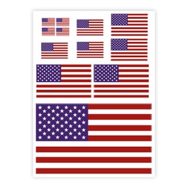 American Flag Stickers and Decals in 5 Sizes,10.1x7.3 Car Sticker American Flag Decal with 12 Stickers/1 Sheet for Car Decor,Self-Adhesive Americans Flags Sticker Cars Decals