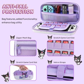 HYPERCASE Switch/Switch OLED Carrying Bag Cute Purple Bunny, Portable Switch/Switch OLED Travel Case with 10 Game Card Slots and 2 Cute Thumb Caps, Daily Drop and Dust Protection